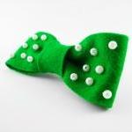 Cute Green Pearl Bow Clip