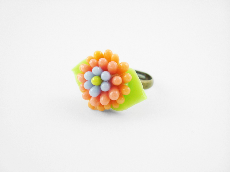 Soft Leafy Flower Ring - One of a Kind